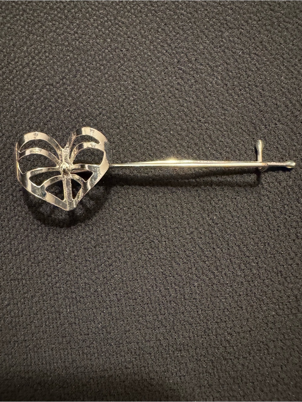 Silver Tone Openwork Heart Hair Pin